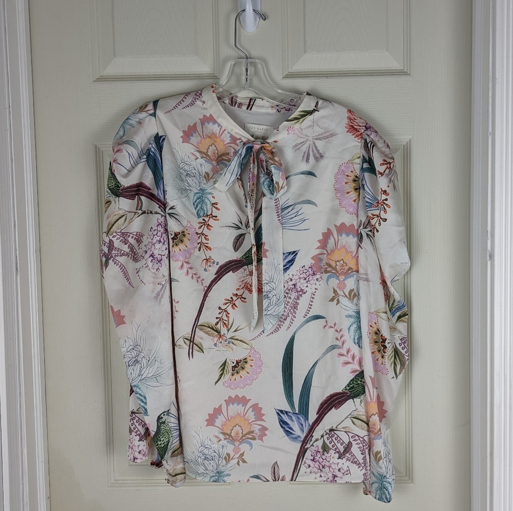Ted Baker Aangeli Floral Puff Sleeve Blouse